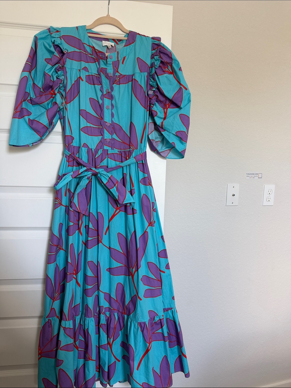 Karlie Turquoise & Purple Floral Maxi Dress